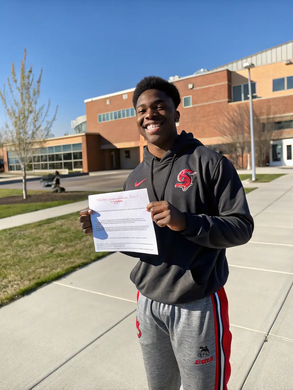 A student athlete receiving an award for outstanding performance in athletics, representing the personal growth and achievement fostered by the organization.