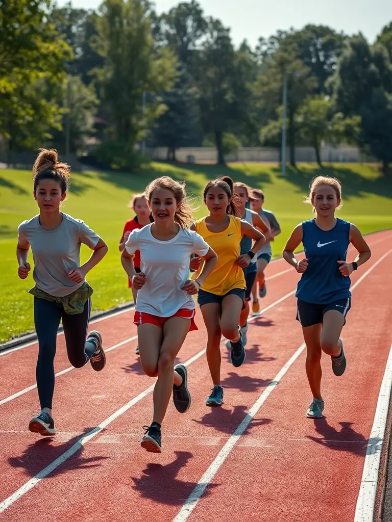 Students participating in a track and field event, showcasing the physical fitness and health benefits of OLYMPIC SCOLAIRE CONDATAIS.